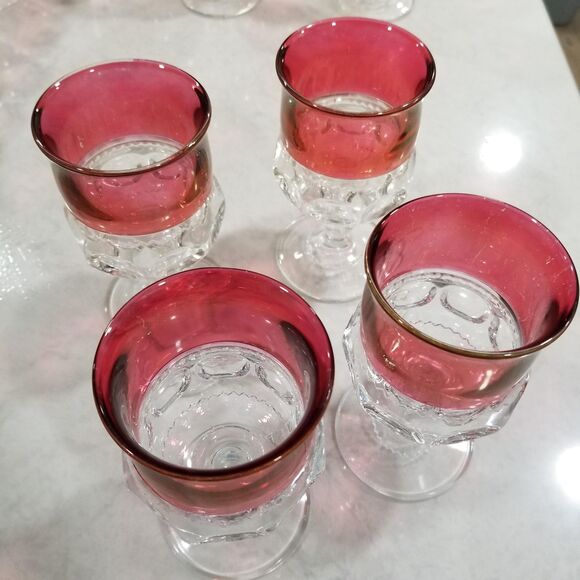 Indiana Glass Kings Crown Thumbprint water glass goblets vintage set of 4 - Picture 1 of 10